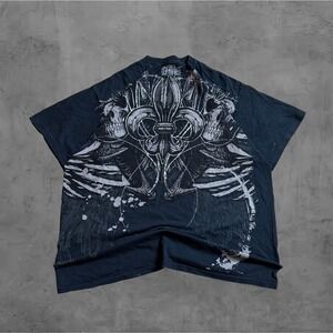 MMA Elite Men's Skull Fleur De Lis Graphic T Shirt Black Size Large